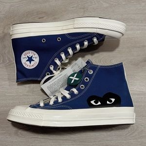 converse high tops -CUTE COME DE GARÇONS blue converse!! women’s size 10 men’s 8